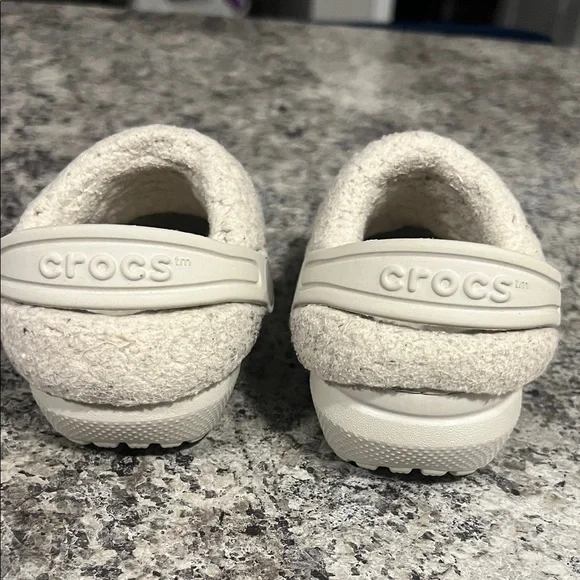 CROCS Kids Fuzzy Lined Slippers - Cream - Picture 2 of 5